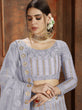 Load image into Gallery viewer, Grey Embroidered Net Semi Stitched Lehenga Clothsvilla
