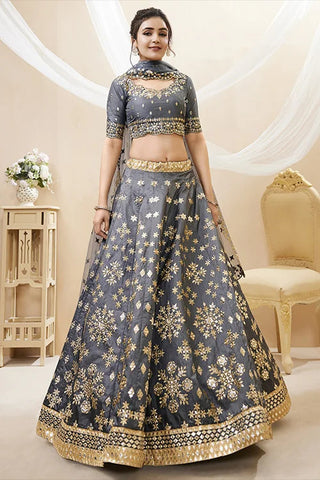 Grey Radiant Elegance Heavy Embroidered Wedding Wear Lehenga Choli Clothsvilla