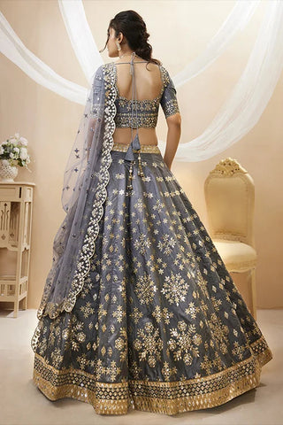 Grey Radiant Elegance Heavy Embroidered Wedding Wear Lehenga Choli Clothsvilla