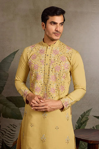 Haldi Special Outfit Mirror Work Mens Kurta Set Clothsvilla