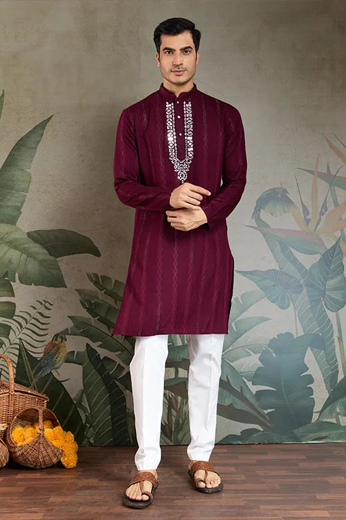 Designer Purple Men Kurta and Dupatta for Weddings Clothsvilla