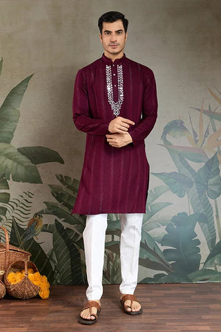 Designer Purple Men Kurta and Dupatta for Weddings Clothsvilla