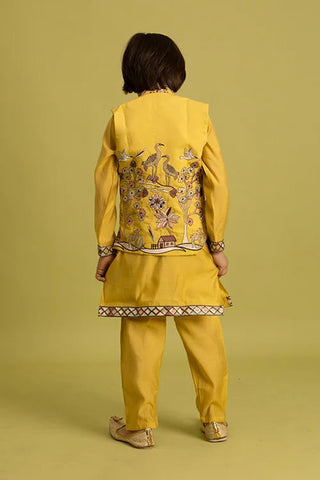 Haldi Yellow Koti Kurta Set for Kids Festival Wear Clothsvilla