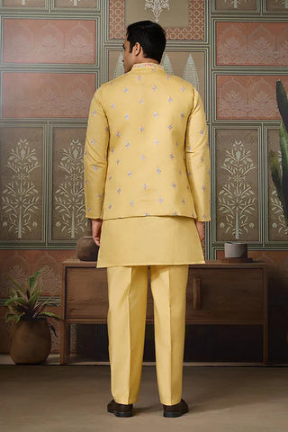 Trending Yellow Haldi Ceremony Koti Kurta for Men Clothsvilla