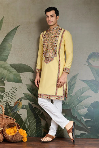 Yellow Embroidered Kurta for Haldi & Celebrations Clothsvilla