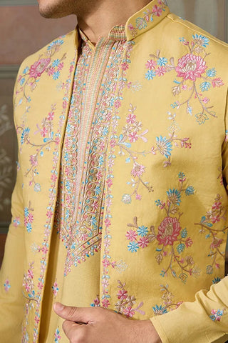 Trending Yellow Haldi Ceremony Koti Kurta for Men Clothsvilla
