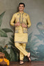 Haldi Special Yellow Kurta Pajama with Open Jacket for Men Clothsvilla