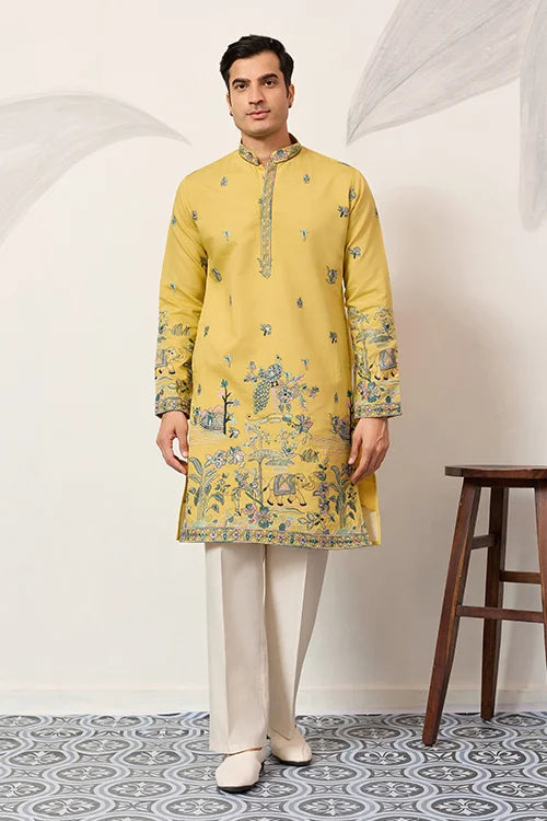 Elegant Haldi Yellow Mens Wear Kurta for Wedding Function Clothsvilla