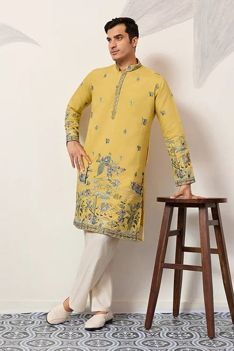 Elegant Haldi Yellow Mens Wear Kurta for Wedding Function Clothsvilla Main image