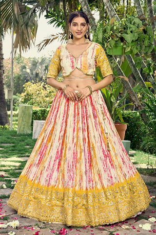 Haldi Function Special Sequins Embroidered With Digital Print Work Lehenga Choli Clothsvilla