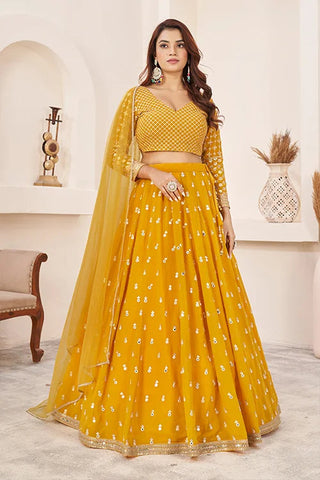 Haldi Special Yellow Color Sequins Embroidered Work Lehenga Choli Clothsvilla