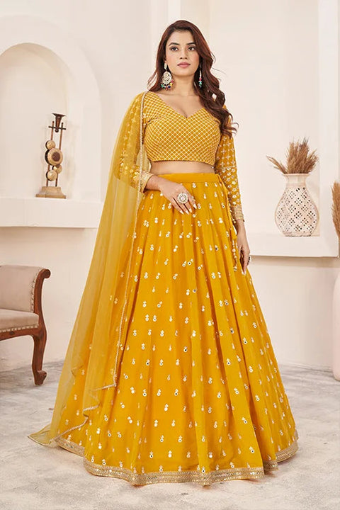 Haldi Special Yellow Color Sequins Embroidered Work Lehenga Choli Clothsvilla Main image