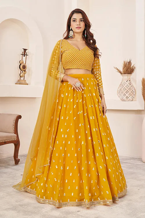 Haldi Special Yellow Color Sequins Embroidered Work Lehenga Choli Clothsvilla