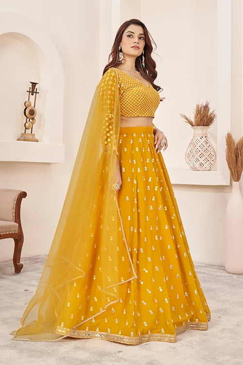 Haldi Special Yellow Color Sequins Embroidered Work Lehenga Choli Clothsvilla