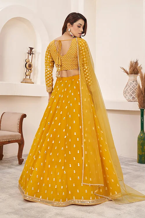 Haldi Special Yellow Color Sequins Embroidered Work Lehenga Choli Clothsvilla