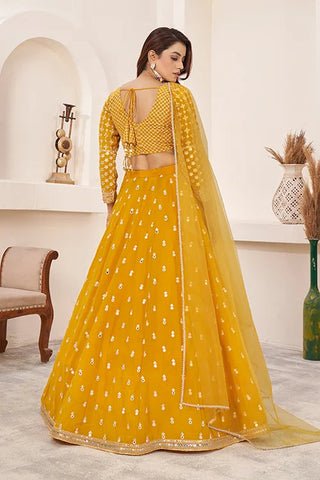 Haldi Special Yellow Color Sequins Embroidered Work Lehenga Choli Clothsvilla