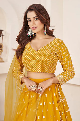Haldi Special Yellow Color Sequins Embroidered Work Lehenga Choli Clothsvilla