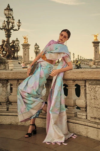 Banarasi Satin Silk Saree with Unstitched Blouse Clothsvilla