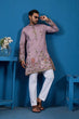 Load image into Gallery viewer, Heavy Embroidered Dusty Pink Kurta for Men Clothsvilla
