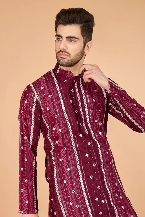 Stylish Wedding Wear Heavy Embroidered Mens Kurta Clothsvilla
