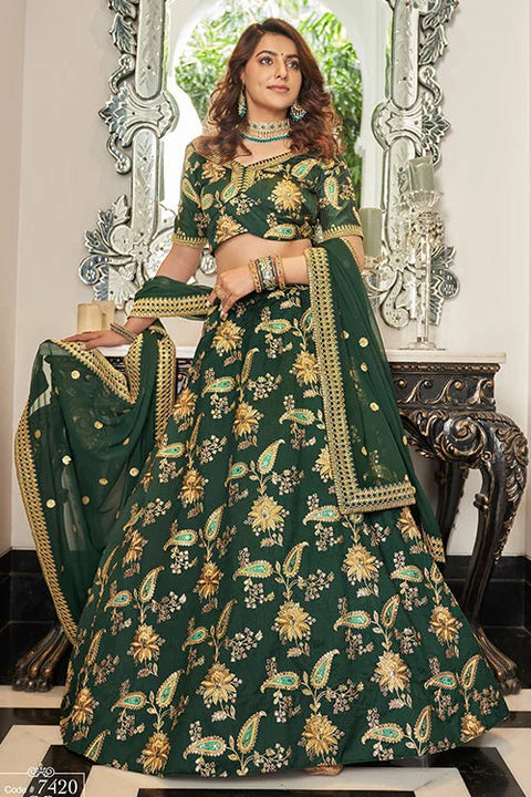 Hot Green Embroidery Bridal Lehenga Choli In Women Wear Clothsvilla Main image