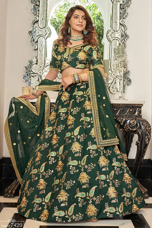 Hot Green Embroidery Bridal Lehenga Choli In Women Wear Clothsvilla Main image