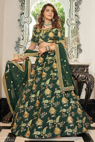 Hot Green Embroidery Bridal Lehenga Choli In Women Wear Clothsvilla