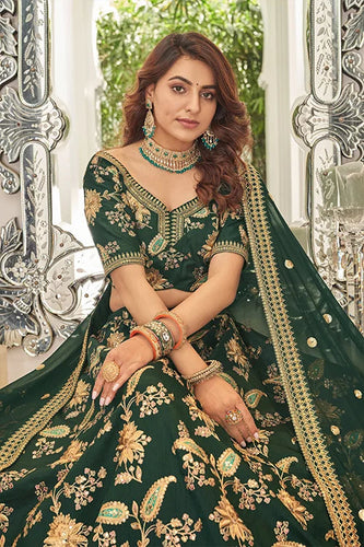Hot Green Embroidery Bridal Lehenga Choli In Women Wear Clothsvilla