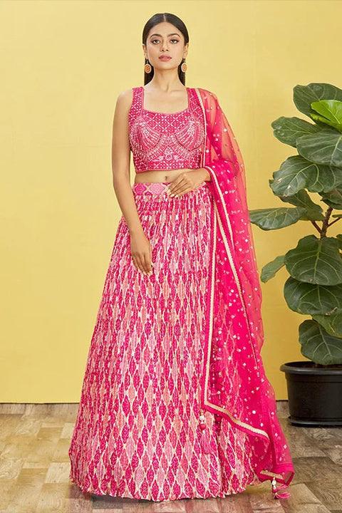 Hot Pink Designer Soft Net Lehenga Choli with Dupatta Clothsvilla Main image