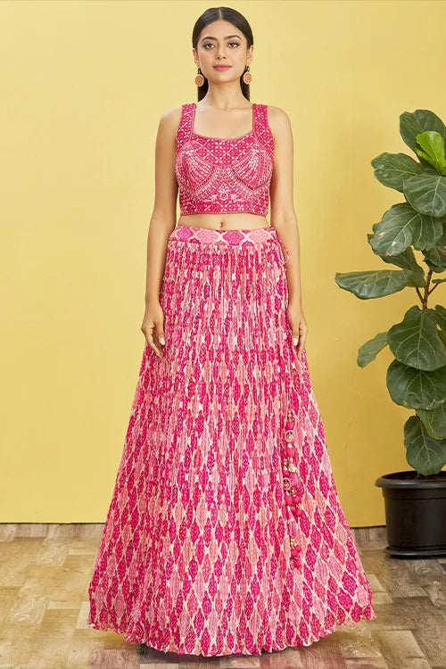 Hot Pink Designer Soft Net Lehenga Choli with Dupatta Clothsvilla