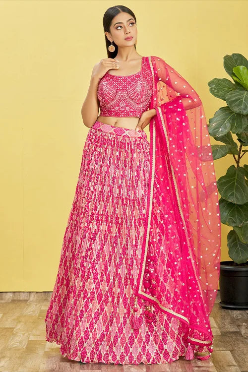 Hot Pink Designer Soft Net Lehenga Choli with Dupatta Clothsvilla