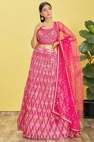 Hot Pink Designer Soft Net Lehenga Choli with Dupatta Clothsvilla