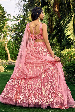 Hot Pink Designer Soft Net Thread With Multiple Sequins Work Lehenga Choli Clothsvilla