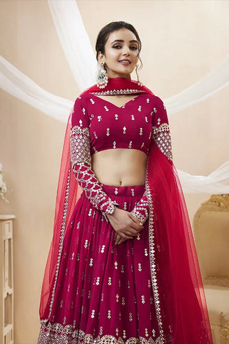 Hot Pink Embroidered Bridal Lehenga Choli in Georgette Clothsvilla