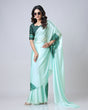 Load image into Gallery viewer, Mint Green Designer Freehand Mandala Print Saree in Georgette Satin – Elegant Ready-to-Wear Drape FREEHANDED