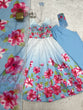 Load image into Gallery viewer, Sky Blue Floral Print Organza Silk Anarkali ClothsVilla