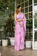 Load image into Gallery viewer, Lavender Georgette Saree with Hand-Painted Purple Floral Motifs &amp; Pearl Highlights – Attached Blouse – 5.5 Meters FANCY SAREES