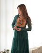 Load image into Gallery viewer, Bottle Green Vibrant Laheriya Anarkali Gown – Perfect for Navratri, Ready to Wear
