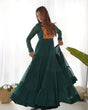 Load image into Gallery viewer, Bottle Green Vibrant Laheriya Anarkali Gown – Perfect for Navratri, Ready to Wear