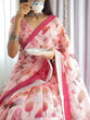 Load image into Gallery viewer, Blush Pink Handwoven Linen Saree with Vibrant Autumn Motifs &amp; Tassel Detailing LINEN