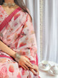 Load image into Gallery viewer, Blush Pink Handwoven Linen Saree with Vibrant Autumn Motifs &amp; Tassel Detailing LINEN