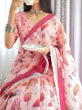 Load image into Gallery viewer, Blush Pink Handwoven Linen Saree with Vibrant Autumn Motifs &amp; Tassel Detailing LINEN