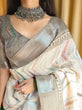 Load image into Gallery viewer, Elegant Beige Pure Linen Saree with Multicolor Zigzag Design and Tassel Finish LINEN