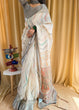 Load image into Gallery viewer, Elegant Beige Pure Linen Saree with Multicolor Zigzag Design and Tassel Finish LINEN