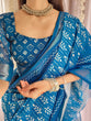 Load image into Gallery viewer, Elegant Blue Pure Linen Saree with Tassels and White Floral Patterns LINEN