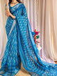 Load image into Gallery viewer, Elegant Blue Pure Linen Saree with Tassels and White Floral Patterns LINEN