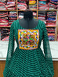 Load image into Gallery viewer, Bottle Green Vibrant Laheriya Anarkali Gown – Perfect for Navratri, Ready to Wear