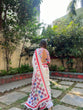 Load image into Gallery viewer, White Pure Cotton Linen Saree with Multicolor Checkered Design, Blouse, and Tassel Detailing LINEN