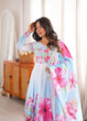 Load image into Gallery viewer, Sky Blue Floral Print Organza Silk Anarkali ClothsVilla
