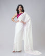 Load image into Gallery viewer, Ivory White Designer Freehand Saree with Maroon Abstract Lines – Handsfree Minimal Chic FREEHANDED